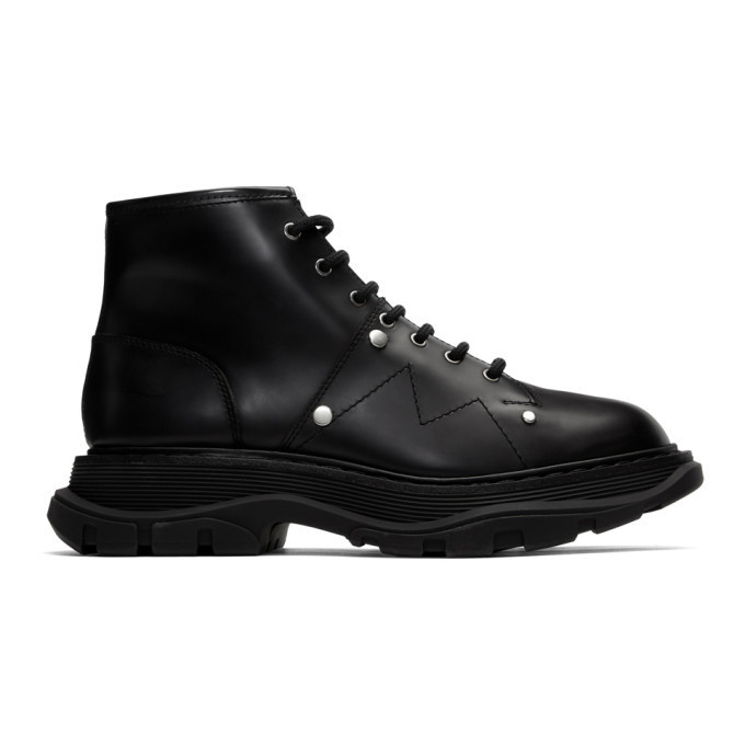 Photo: Alexander McQueen Black Tread Lace-Up Boots