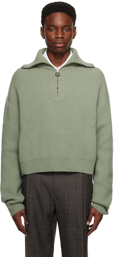 Photo: Wooyoungmi Green Half-Zip Sweater