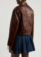 House OF Sunny Take A Trip Crocodile-effect Faux Leather Jacket Chocolate