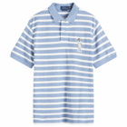 Polo Ralph Lauren Men's Bear Stripe Polo Shirt in Latic Blue Heather/White