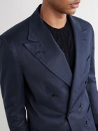 Kiton - Double-Breasted Cotton-Twill Blazer - Blue