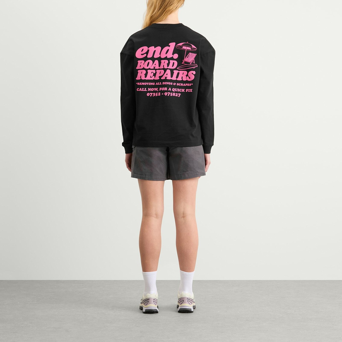 END. Coastal Board Repairs Long Sleeve T-Shirt in Black