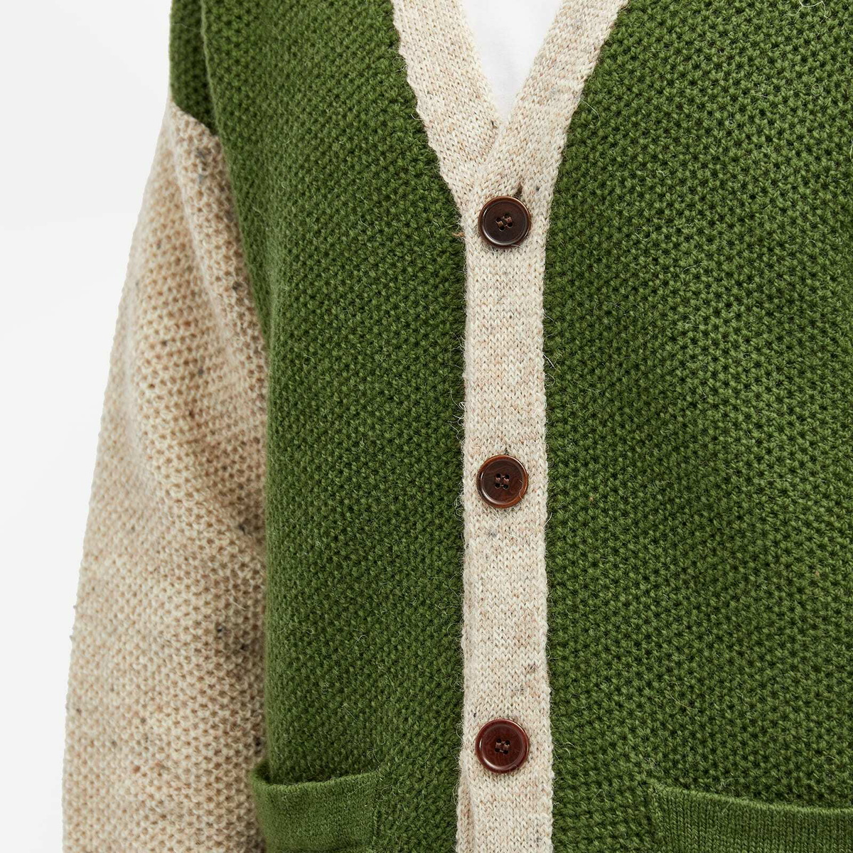 Country Of Origin Men's Regent Panel Knit Cardigan in Forest