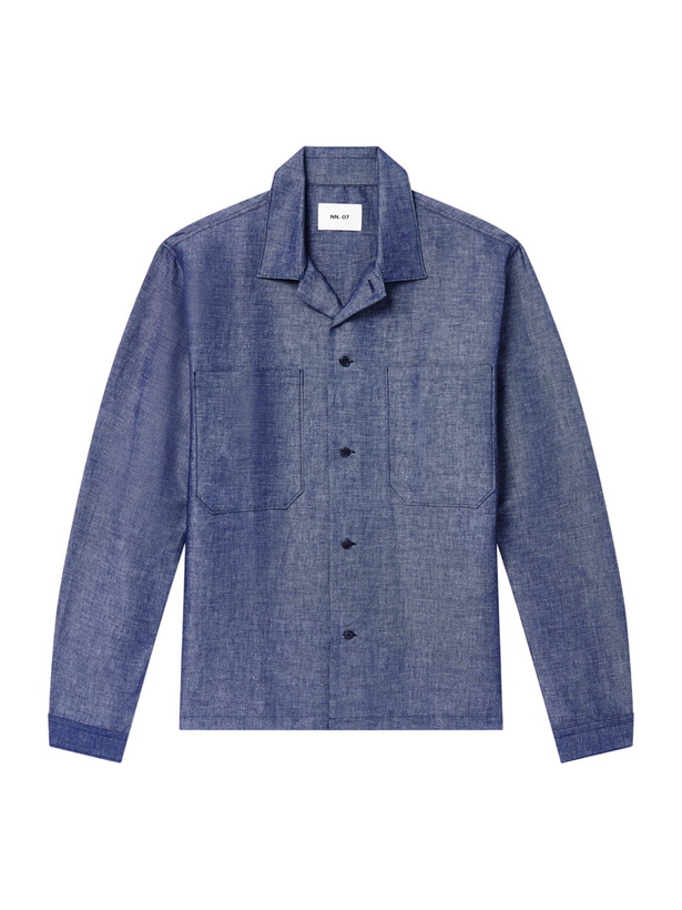 Photo: NN07 - Rob Cotton And Linen-Blend Chambray Shirt - Blue