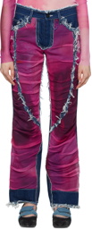 Paula Canovas Del Vas Indigo & Pink Paneled Jeans