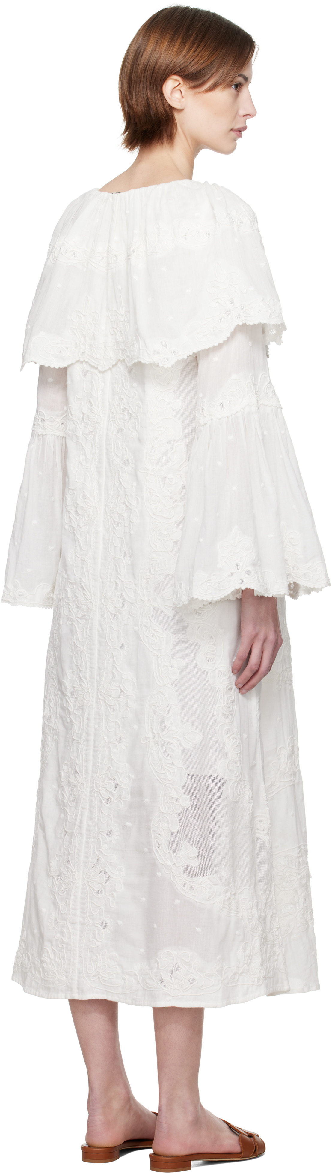 SEA NY White Vale Capelet Maxi Dress