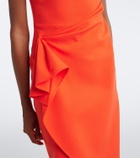 Oscar de la Renta Draped wool-blend midi dress