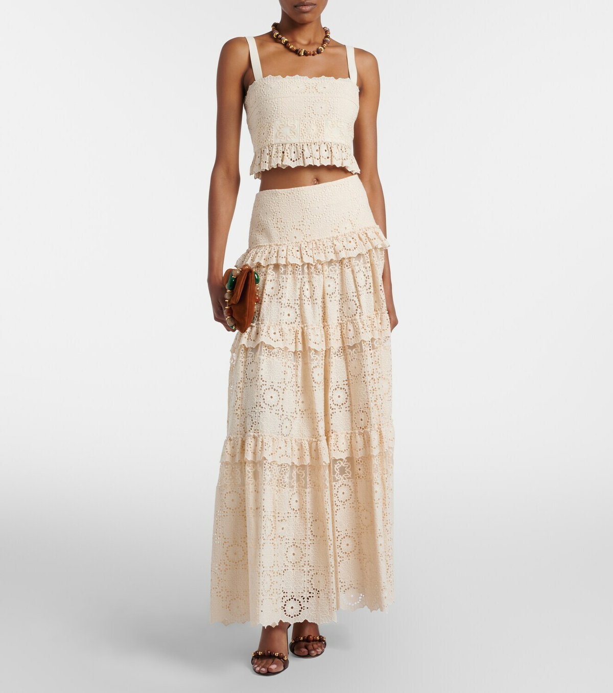 Elie Saab Guipure lace cotton and silk-blend maxi skirt