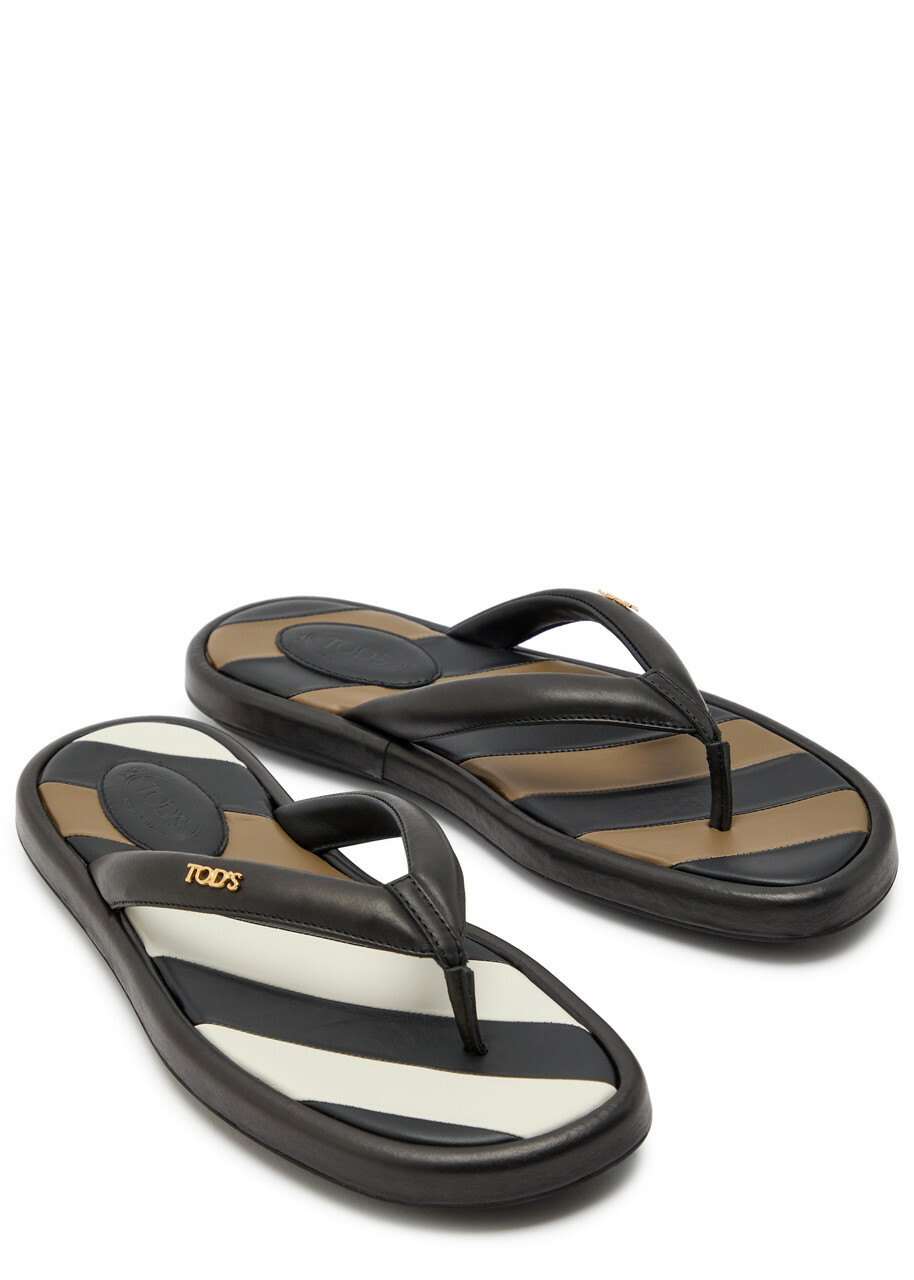 Tods Padded Leather Sandals Black
