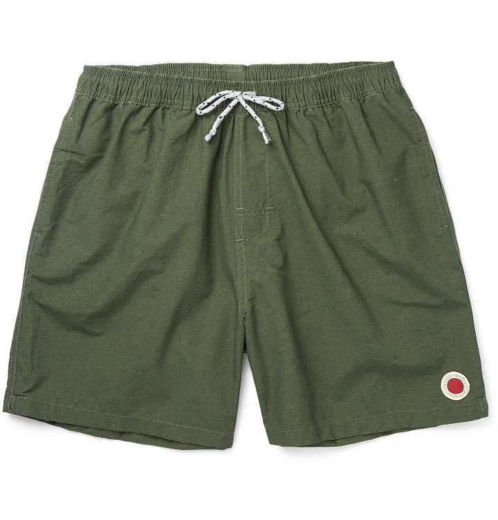 Photo: Mollusk - Vacation Mid-Length Cotton-Blend Swim Shorts - Green