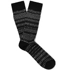 N/A - Striped Birdseye Stretch Cotton-Blend Socks - Black