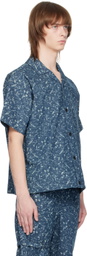 The World Is Your Oyster Blue Snow-Washed Shirt