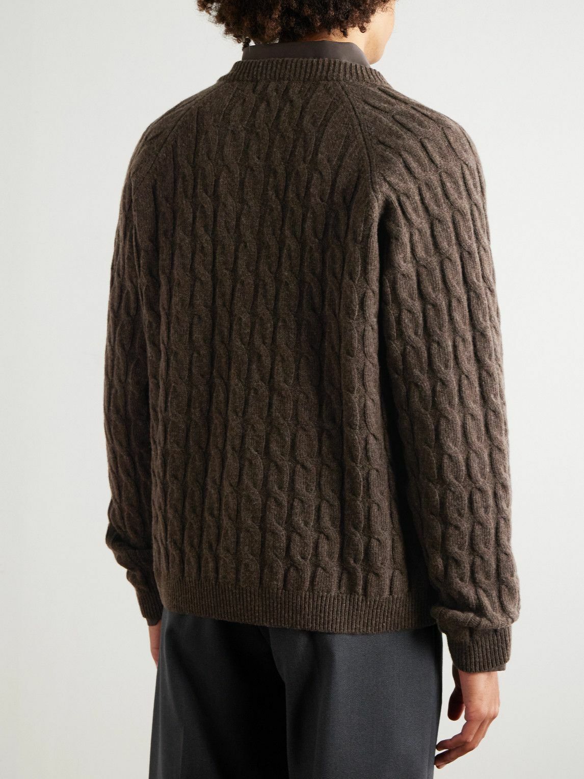 mfpen - Editor Cable-Knit Wool Zip-Up Cardigan - Brown