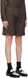 The World Is Your Oyster Brown Belted Shorts