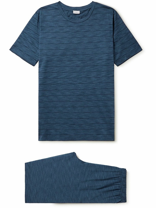 Photo: Zimmerli - Striped Jacquard-Knit Cotton-Jersey Pyjama Set - Blue