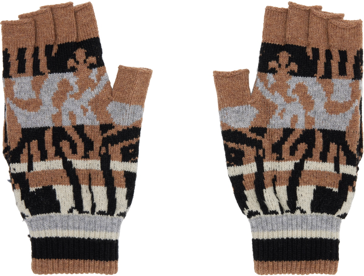 Vivienne Westwood Beige & Black Fingerless Gloves