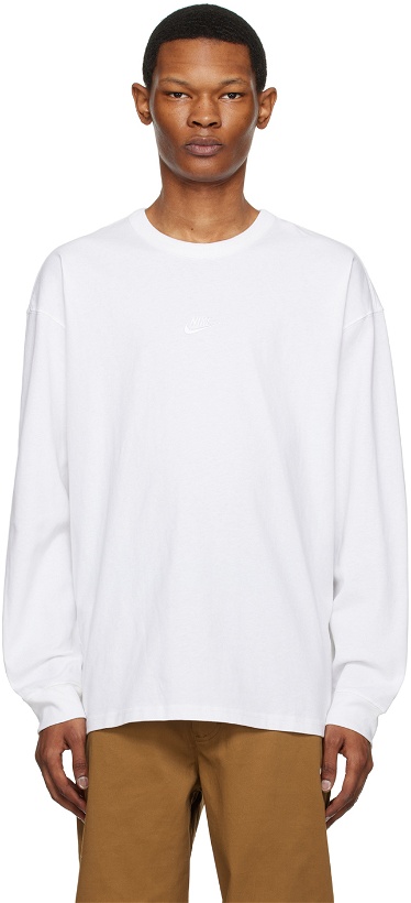 Photo: Nike White Embroidered Long Sleeve T-Shirt