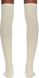 AURALEE Off-White Cashmere Low Gauge Knee-high Socks