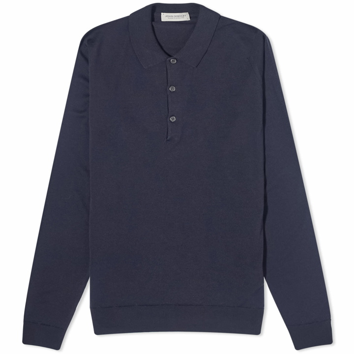 Photo: John Smedley Men's Belper Long Sleeve Knitted Polo Shirt in Midnight