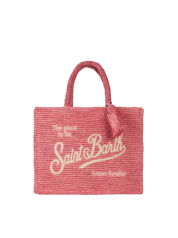Photo: MC2 Saint Barth Pink Colette Raffia Handbag With Embroidery