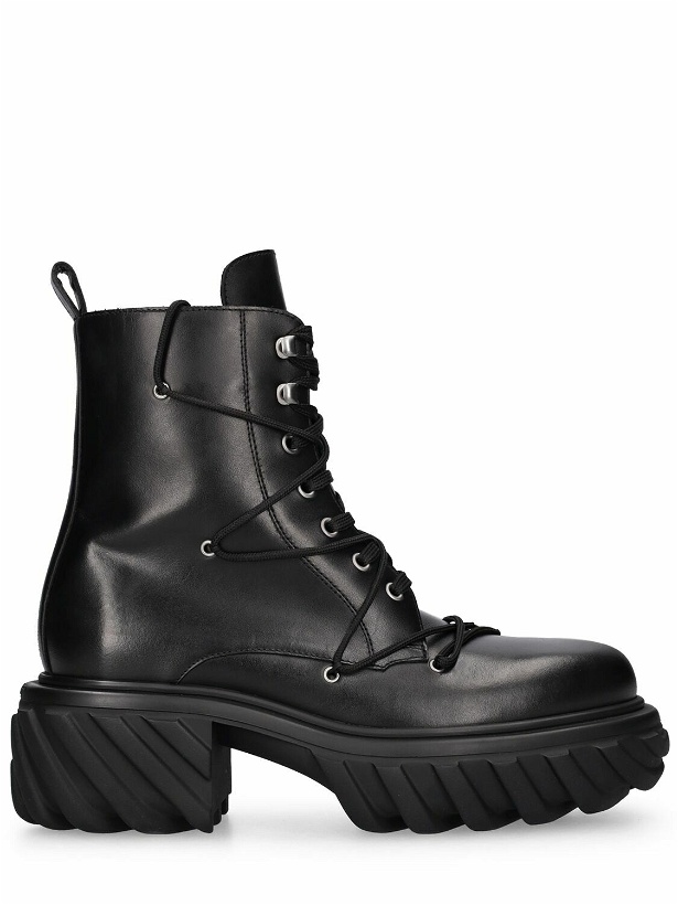 Photo: OFF-WHITE 40mm Tractor Leather Lace-up Boots