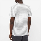Velva Sheen Men's Narrow Stripe Pocket T-Shirt in White/Heather Grey