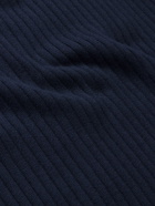 FRESCOBOL CARIOCA - Ribbed Cotton and Silk-Blend Polo Shirt - Blue