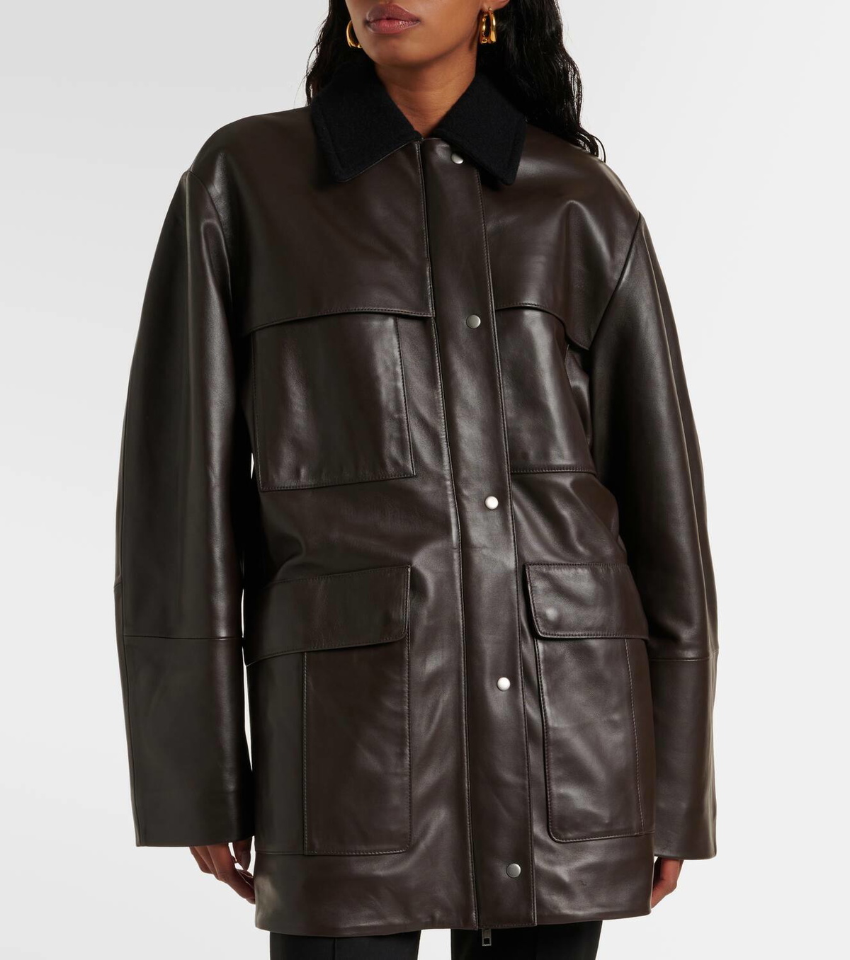 Vince Wool-trimmed leather jacket