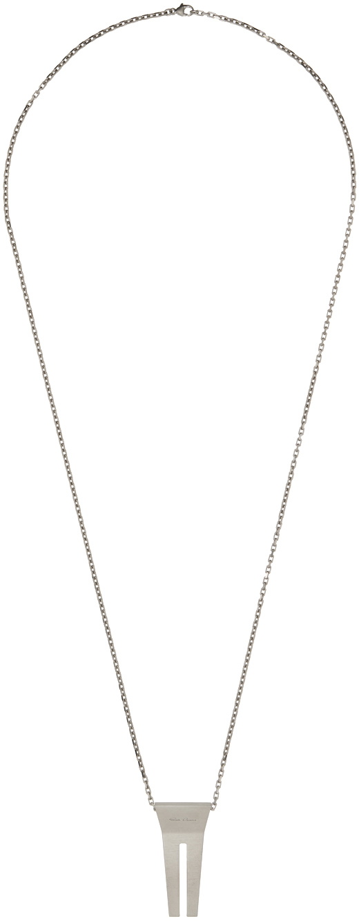 Rick Owens Silver Open Trunk Charm Necklace