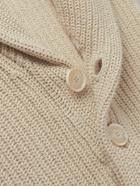 Brunello Cucinelli - Shawl-Collar Ribbed Cotton Cardigan - Neutrals