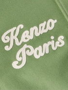 KENZO - Verdy Logo-Embroidered Leather-Trimmed Wool-Blend Felt Varsity Jacket - Green