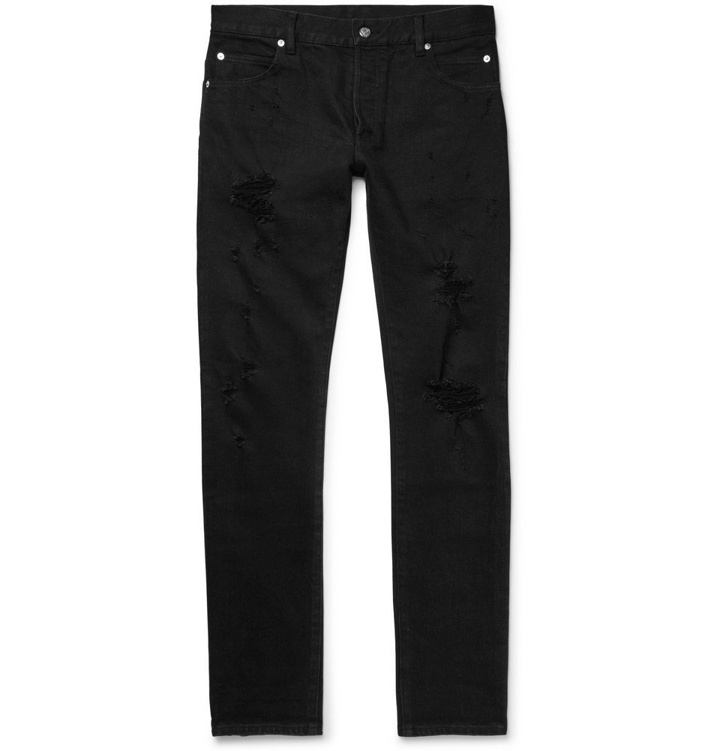 Photo: Balmain - Distressed Denim Jeans - Men - Black