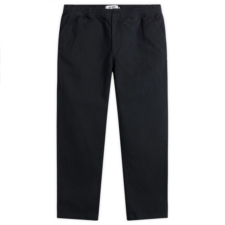 Photo: Wax London Men's Kurt Cotton Linen Crinkle Trousers in Navy