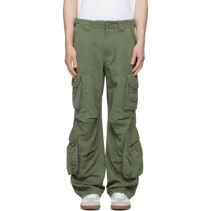 Photo: BALMAIN Khaki Cotton Linen Cargo Pants
