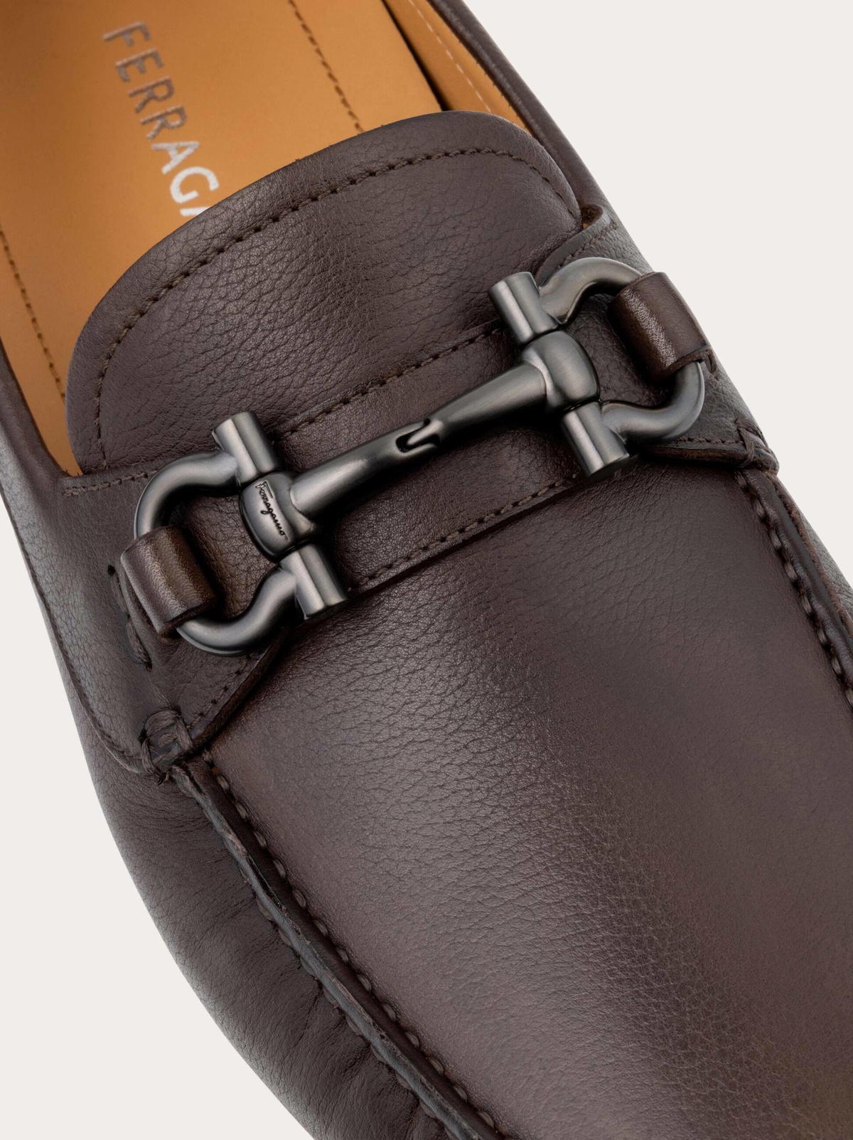 Ferragamo Mens Gancini ornament driver in Brown