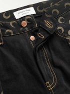 Marine Serre - Straight-Leg Panelled Logo-Print Upcycled Jeans - Black