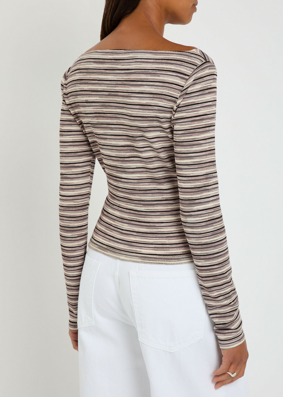 Reformation Wiley Striped Fine-knit top Grey