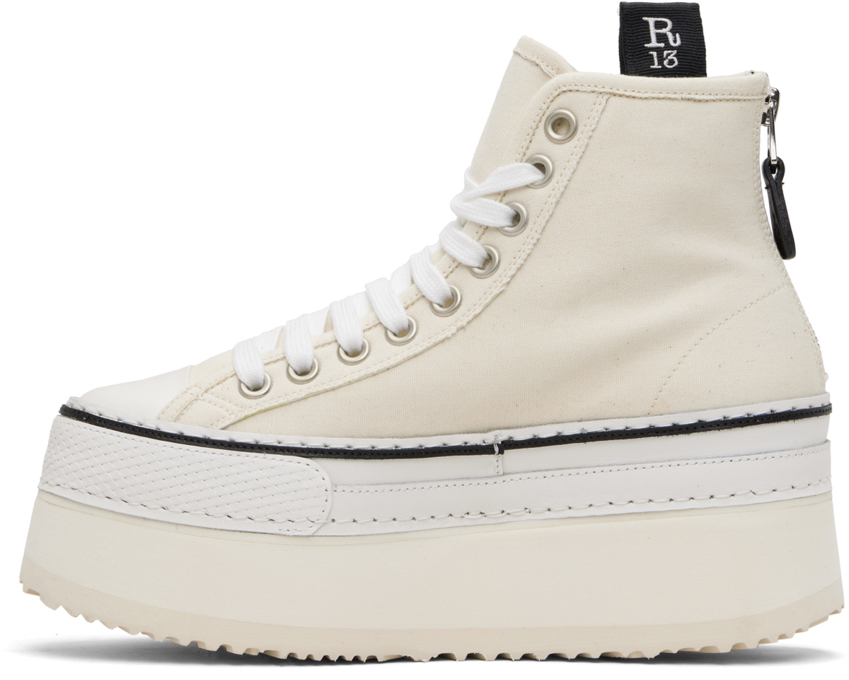 R13 Off-White Courtney Platform High Top Sneakers