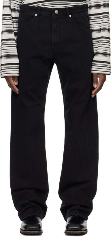 Photo: System Black Straight Slim Bootscut Denim Jeans
