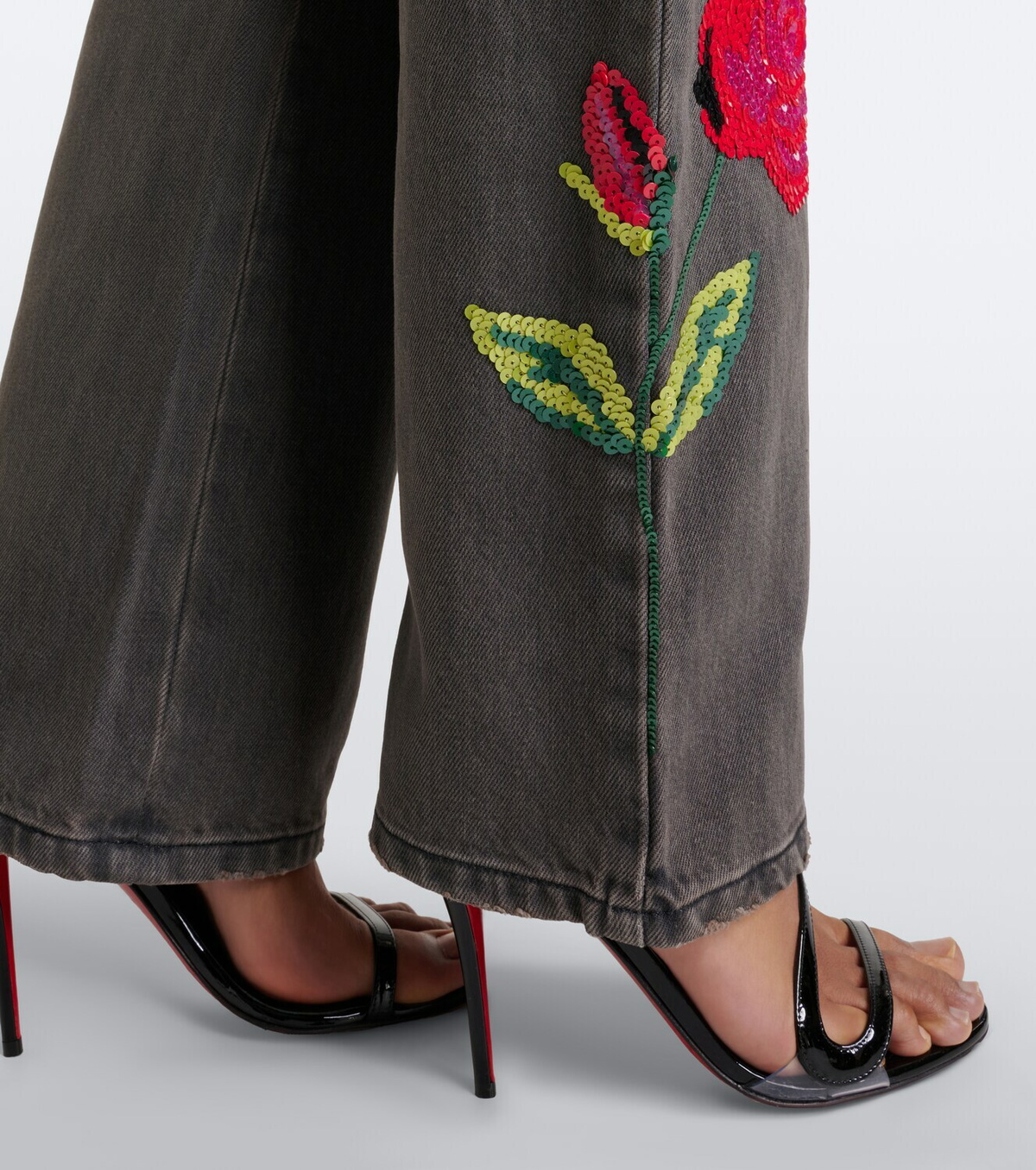 Blumarine Sequined wide-leg jeans