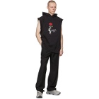C2H4 Black My Own Private Planet Distressed Rose and Score Sleeveless Hoodie