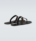 Saint Laurent Cassandre leather thong sandals