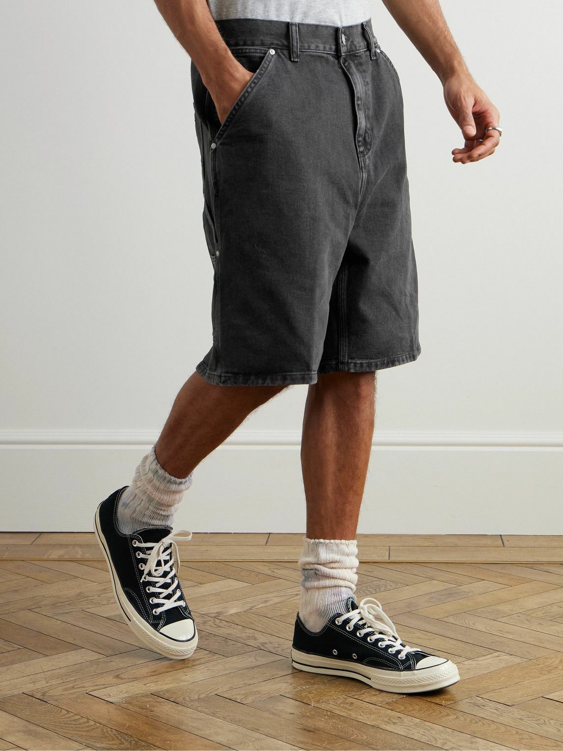 Carhartt WIP - Rivet Wide-Leg Organic Denim Shorts - Black