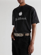 Balenciaga - 3cm Reversible Logo-Print Coated-Canvas and Leather Belt - Black