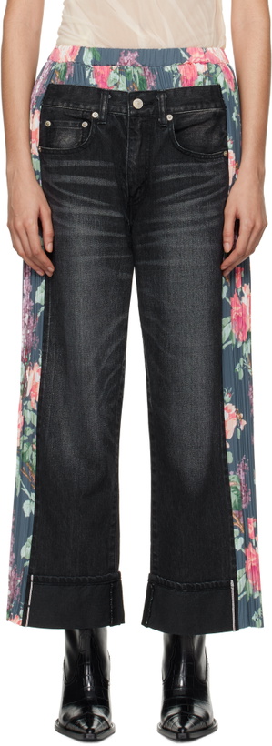 Photo: Junya Watanabe Black Levi's Edition Flower Pattern Print Jeans