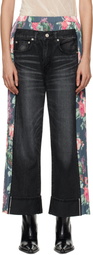 Junya Watanabe Black Levi's Edition Flower Pattern Print Jeans