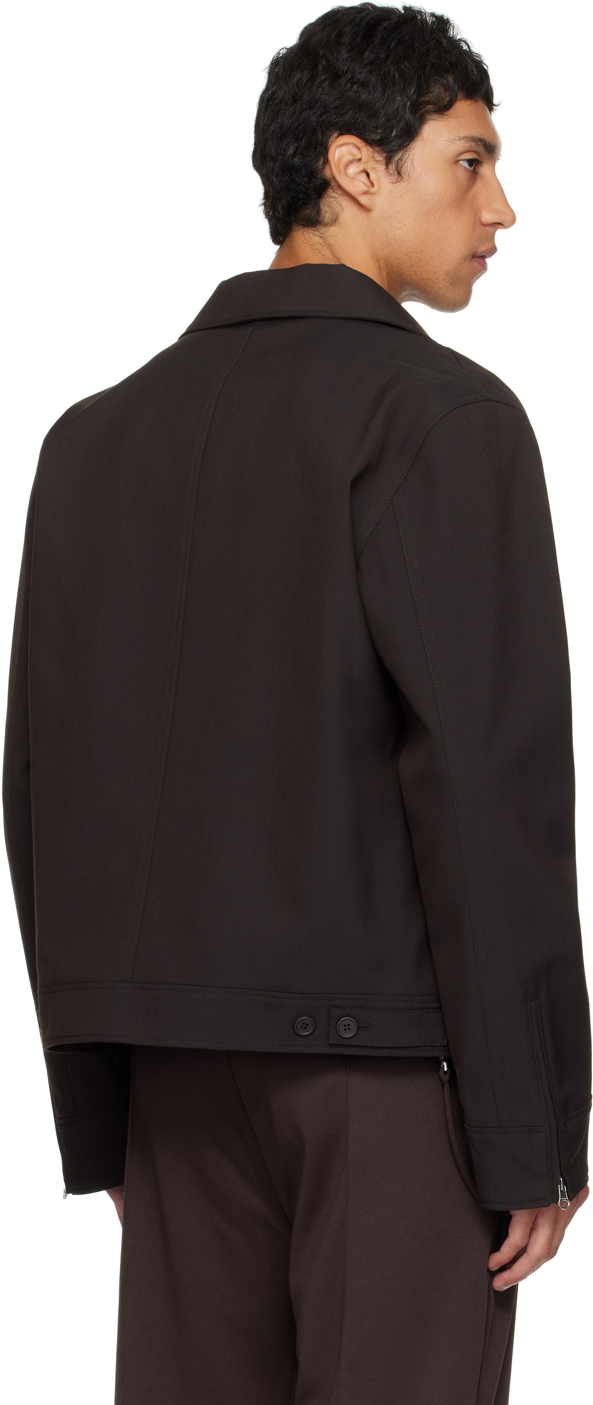 Courrèges Brown Embroidered Zipped Twill Jacket