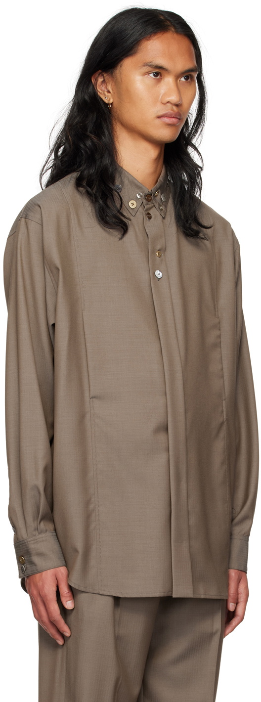 Magliano Brown Studded Bomber Shirt Magliano
