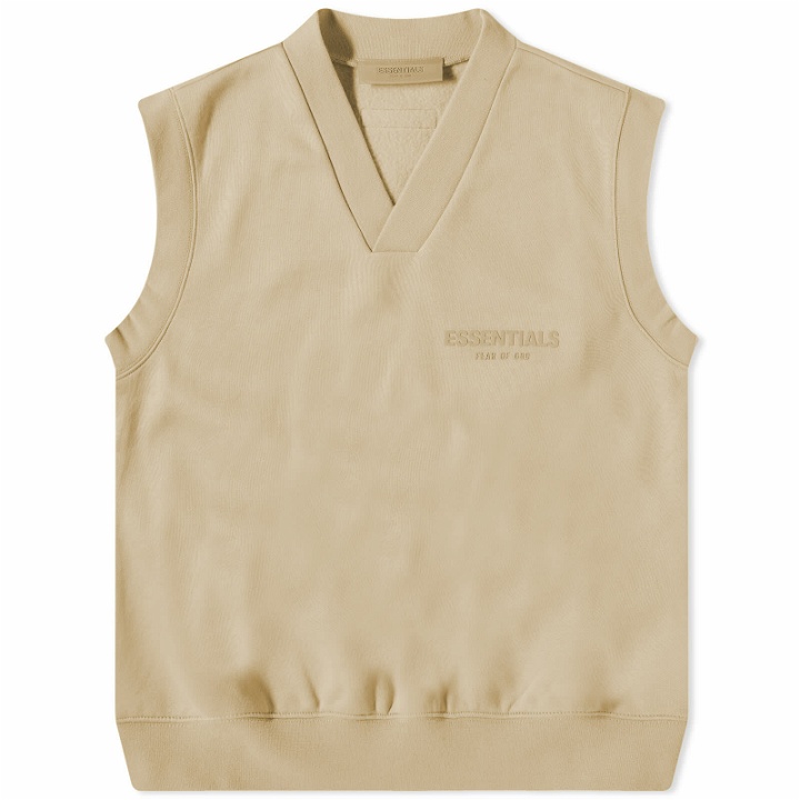 Photo: Fear of God ESSENTIALS Women's Pullover V-Neck Vest in Sand