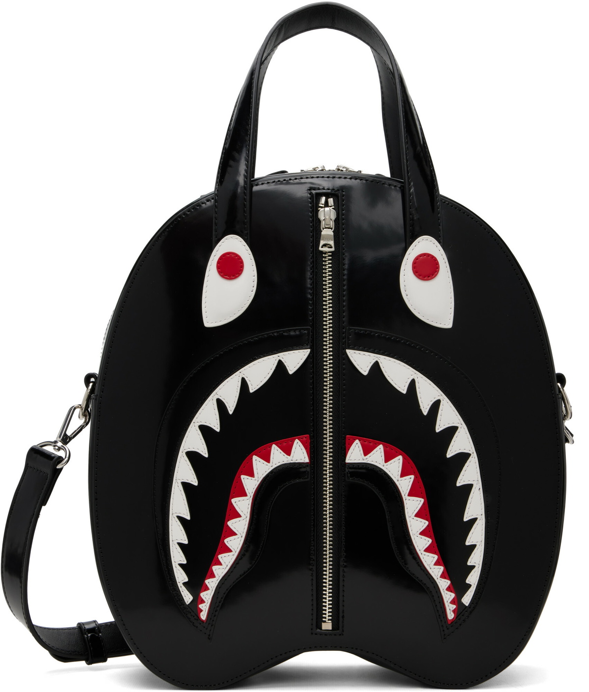 BAPE Black Shark Leather Shoulder Bag